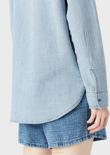 femei R802G392 cămașă din denim vichy cu guler guru Armani model