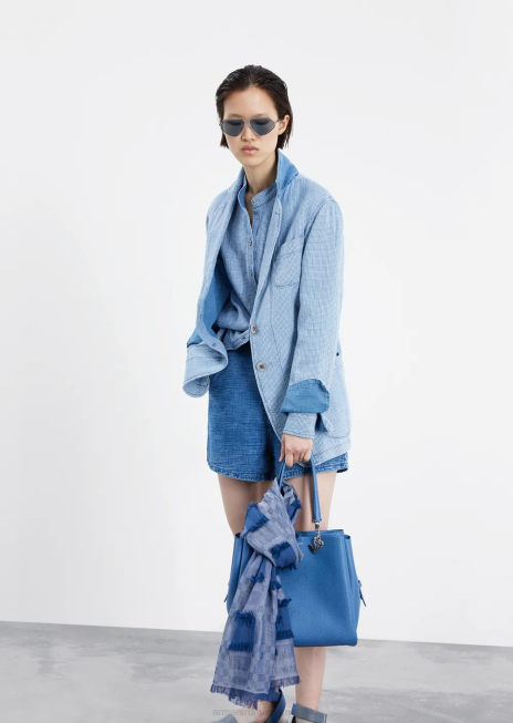 femei R802G392 cămașă din denim vichy cu guler guru Armani model