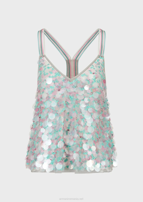 femei R802G394 top cu paiete de diferite dimensiuni, multicolore Armani