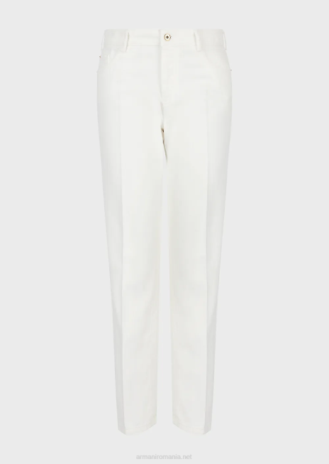 femei R802G2745 Blugi j04 cu talie medie, drepte, din țesătură taur vopsită în haine Armani alb