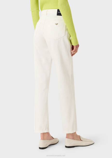 femei R802G2745 Blugi j04 cu talie medie, drepte, din țesătură taur vopsită în haine Armani alb