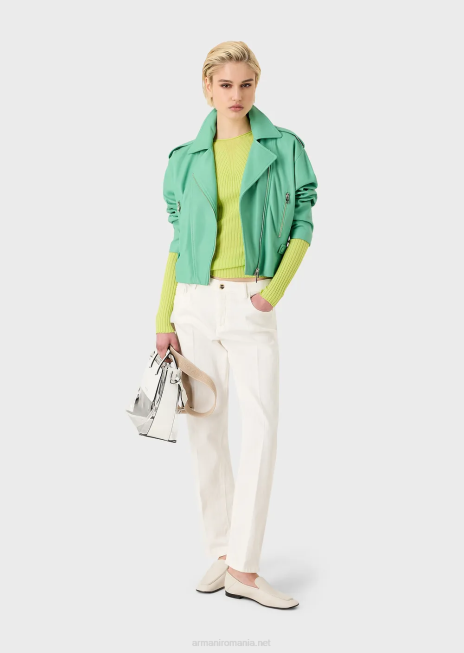 femei R802G2745 Blugi j04 cu talie medie, drepte, din țesătură taur vopsită în haine Armani alb