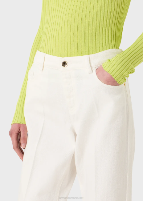 femei R802G2745 Blugi j04 cu talie medie, drepte, din țesătură taur vopsită în haine Armani alb