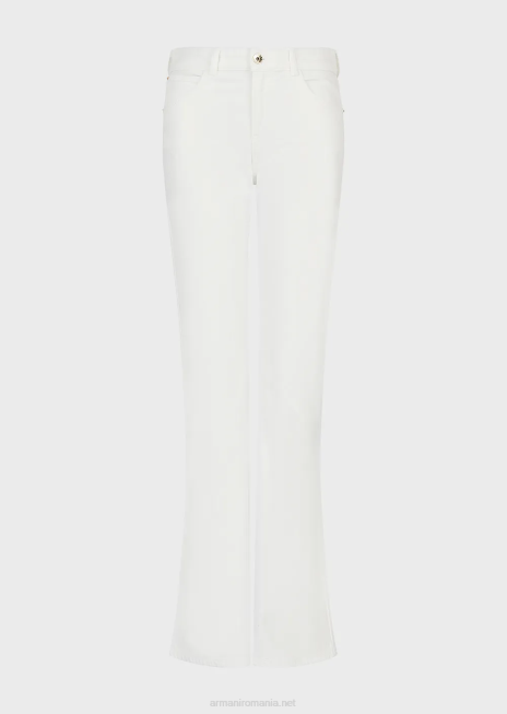 femei R802G2746 Blugi evazați j47 cu talie medie/înaltă, din țesătură de taur vopsită în haine Armani alb