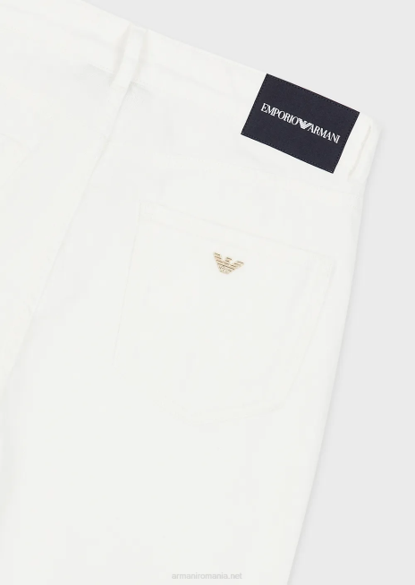 femei R802G2746 Blugi evazați j47 cu talie medie/înaltă, din țesătură de taur vopsită în haine Armani alb