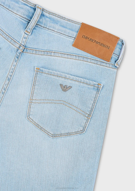 femei R802G2747 Blugi din denim confort, decolorați, super skinny cu talie înaltă j20 Armani albastru deschis