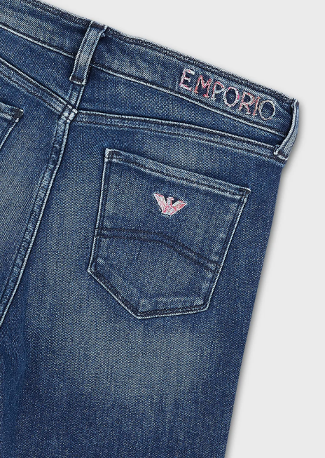 femei R802G2749 Blugi j20 cu talie înaltă, super skinny-fit, spălați cu pietre, din denim organic confortabil Armani albastru mediu