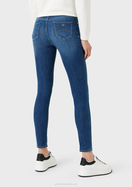 femei R802G2750 Blugi j20 super skinny, cu talie înaltă, din denim tencel elastic Armani albastru inchis