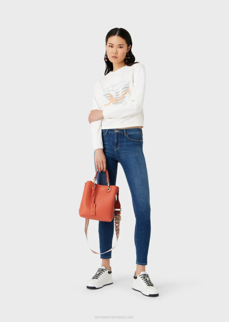 femei R802G2750 Blugi j20 super skinny, cu talie înaltă, din denim tencel elastic Armani albastru inchis