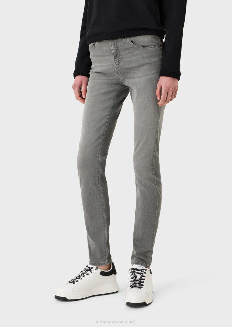 femei R802G2751 Blugi j20 super skinny, cu talie înaltă, din denim tencel elastic Armani gri