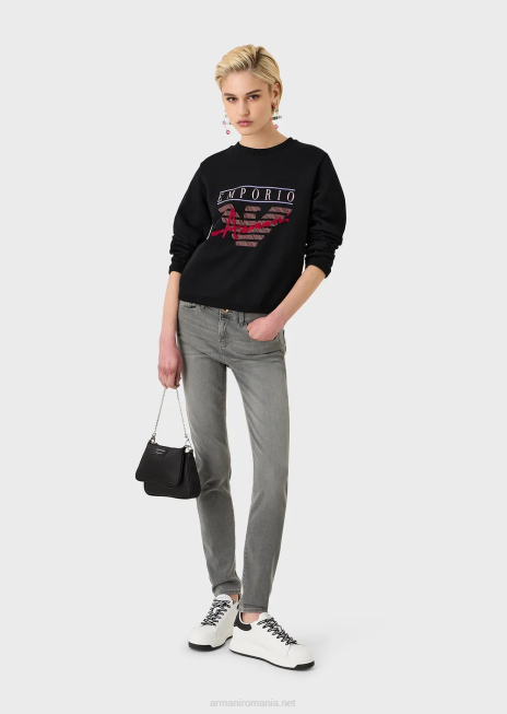 femei R802G2751 Blugi j20 super skinny, cu talie înaltă, din denim tencel elastic Armani gri