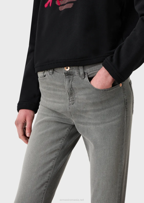 femei R802G2751 Blugi j20 super skinny, cu talie înaltă, din denim tencel elastic Armani gri