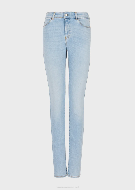 femei R802G2754 Blugi skinny cu talie înaltă j18, decolorați, din denim confortabil Armani albastru deschis