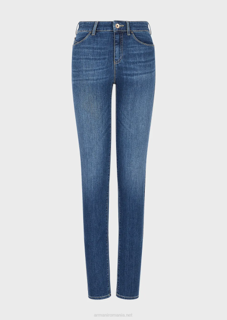 femei R802G2755 Blugi skinny j18 cu talie înaltă, din denim tencel elastic Armani albastru inchis