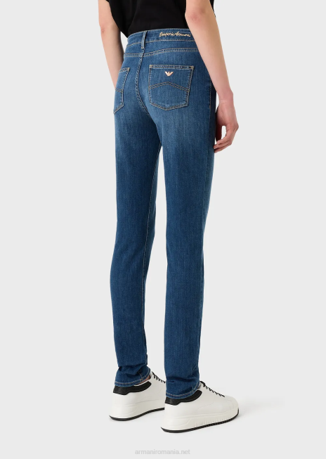 femei R802G2755 Blugi skinny j18 cu talie înaltă, din denim tencel elastic Armani albastru inchis