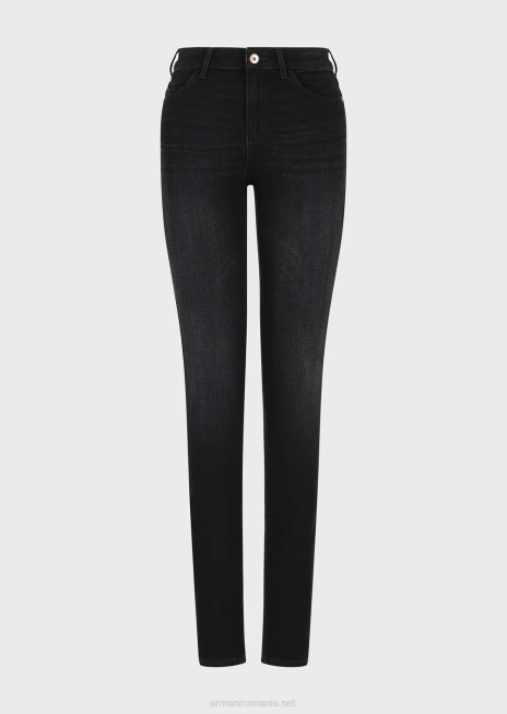 femei R802G2756 Blugi skinny j18 cu talie înaltă, din denim tencel elastic Armani negru
