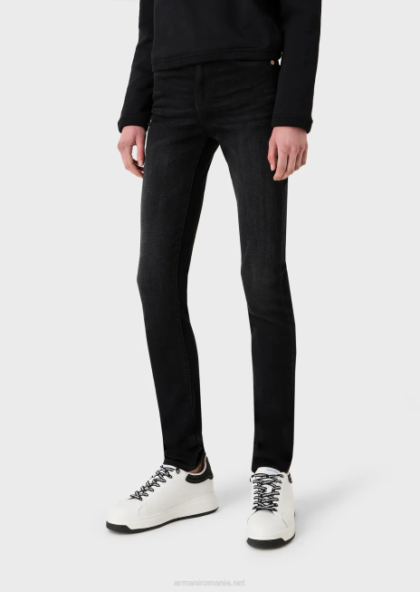 femei R802G2756 Blugi skinny j18 cu talie înaltă, din denim tencel elastic Armani negru