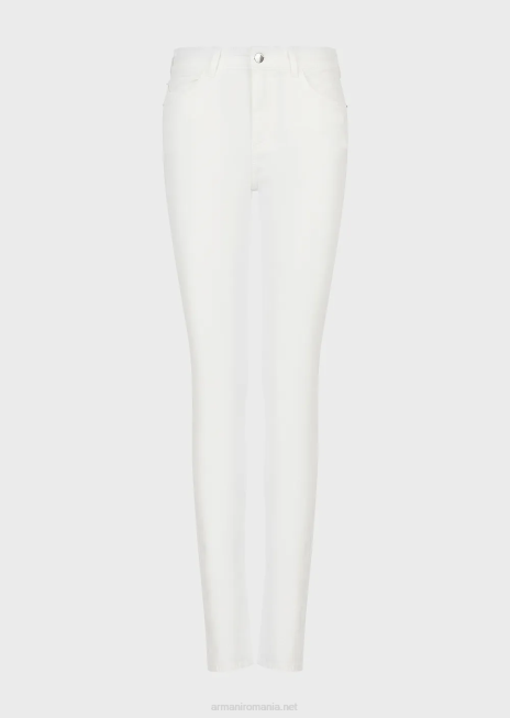 femei R802G2757 Pantaloni skinny j18 cu talie înaltă, din denim confort, vopsit în minerale Armani alb