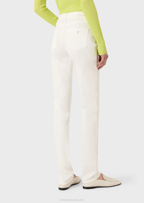 femei R802G2757 Pantaloni skinny j18 cu talie înaltă, din denim confort, vopsit în minerale Armani alb