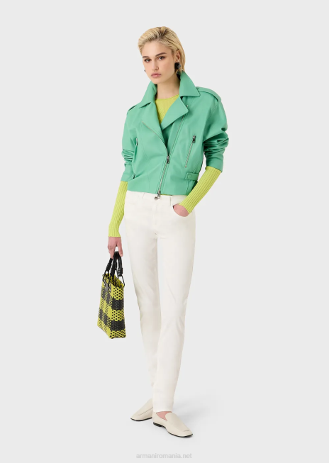 femei R802G2757 Pantaloni skinny j18 cu talie înaltă, din denim confort, vopsit în minerale Armani alb