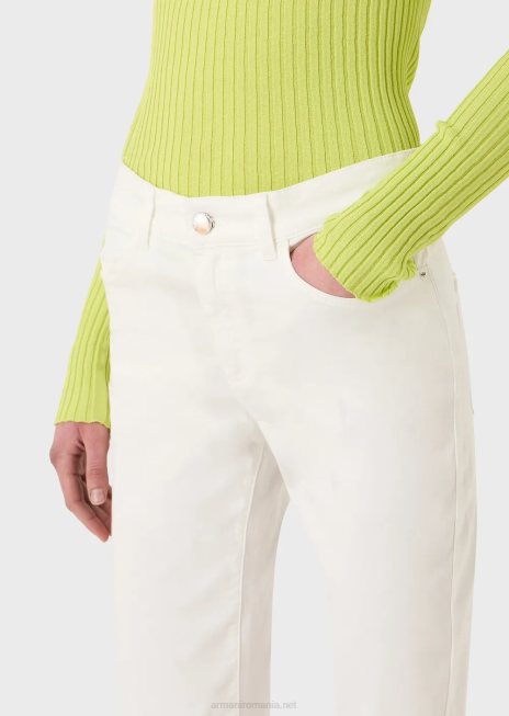 femei R802G2757 Pantaloni skinny j18 cu talie înaltă, din denim confort, vopsit în minerale Armani alb