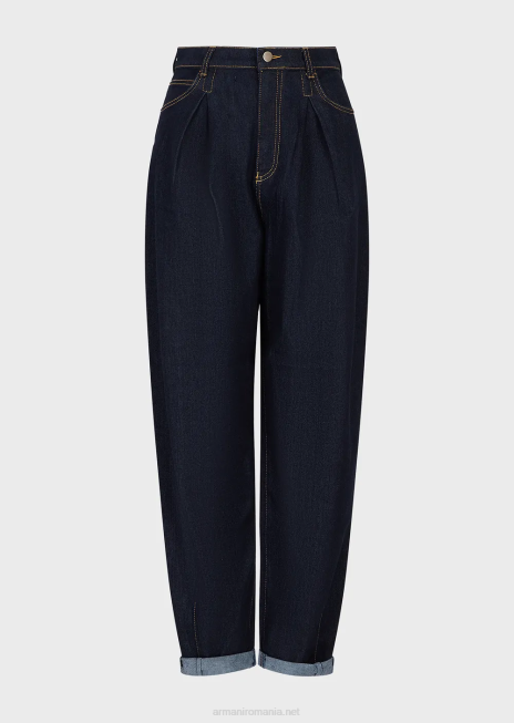 femei R802G2759 Blugi j97 cu pliuri godet din denim moale confortabil Armani albastru inchis