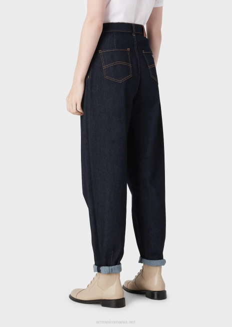 femei R802G2759 Blugi j97 cu pliuri godet din denim moale confortabil Armani albastru inchis