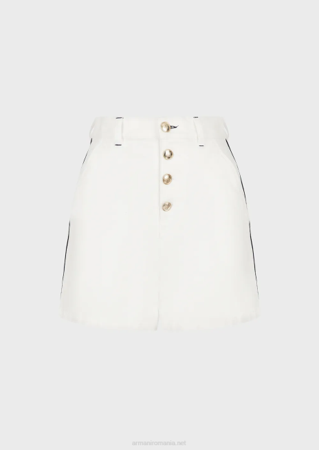 femei R802G2761 pantaloni scurți cu talie înaltă din țesătură de taur cu țevi Armani alb