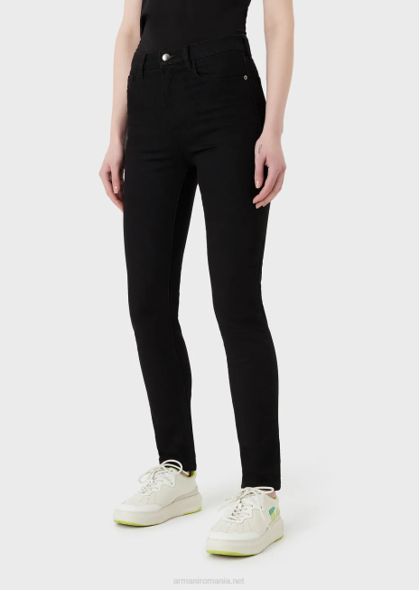 femei R802G2766 Blugi j20 cu talie înaltă, super skinny, din denim confort clătit Armani negru