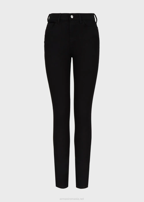 femei R802G2767 Blugi din denim elastic j20 cu talie înaltă, cu picioare super skinny Armani negru