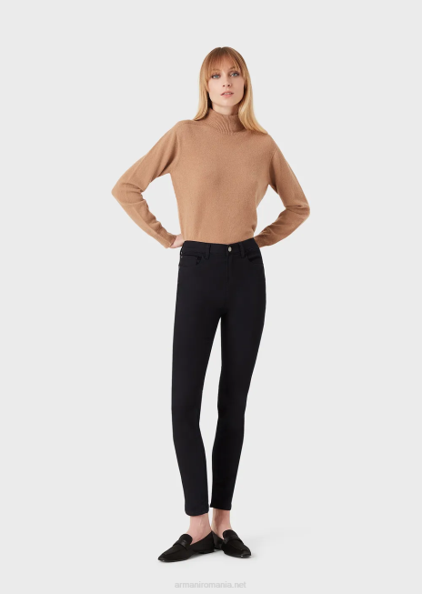 femei R802G2768 Blugi din denim elastic j20 cu talie înaltă, cu picioare super skinny Armani albastru marin