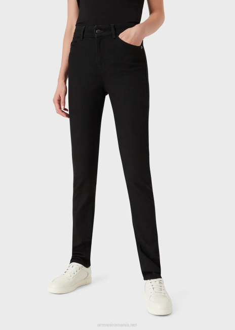 femei R802G2771 Blugi din denim confort clătiți cu talie înaltă j18 skinny-fit Armani negru