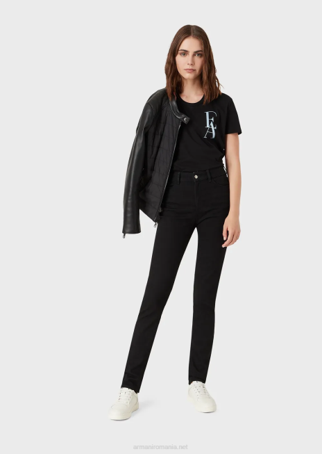 femei R802G2771 Blugi din denim confort clătiți cu talie înaltă j18 skinny-fit Armani negru