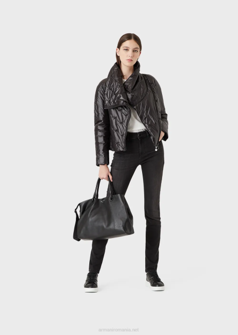 femei R802G2772 Blugi skinny-fit cu talie înaltă j18, din denim confort, spălați cu pietre Armani negru