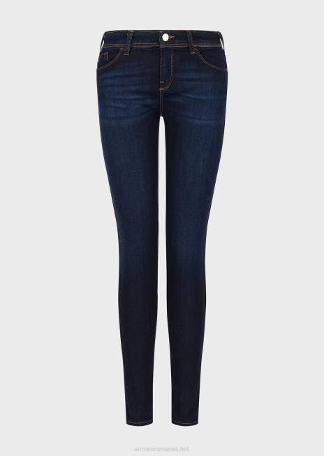 femei R802G2774 Blugi din denim lyocell cu talie medie, super skinny j28 Armani albastru inchis