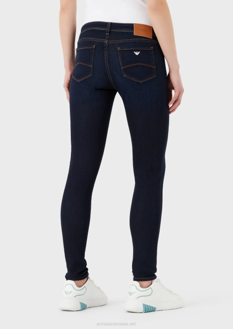 femei R802G2774 Blugi din denim lyocell cu talie medie, super skinny j28 Armani albastru inchis
