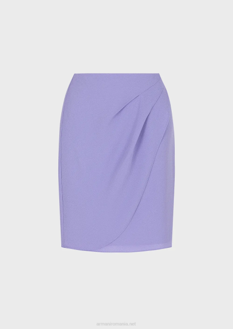 femei R802G326 fustă mini cu drapaj din material de granit cu tiv lalele Armani lilla