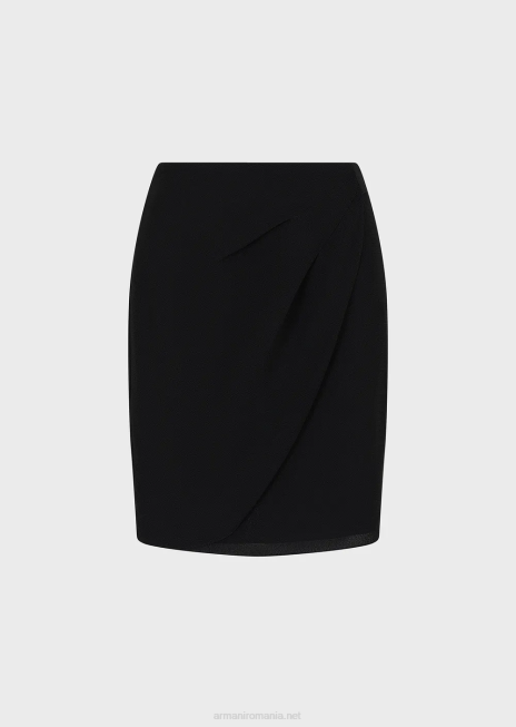 femei R802G327 fustă mini cu drapaj din material de granit cu tiv lalele Armani negru
