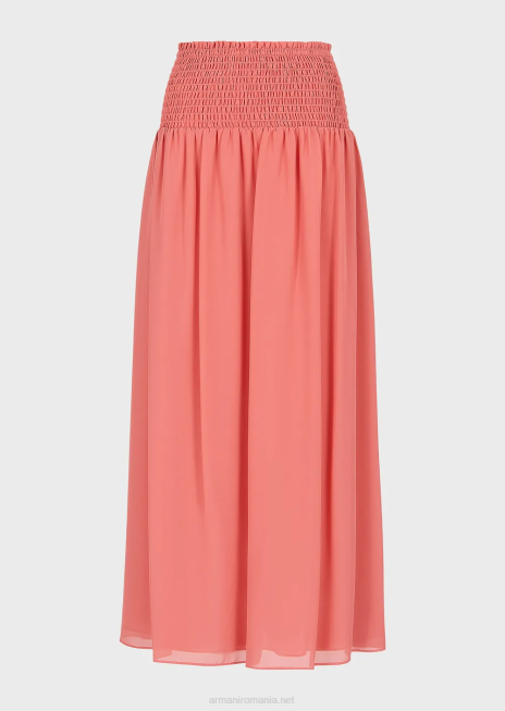 femei R802G329 fusta lunga crepon cu peplum elastic in relief Armani roz