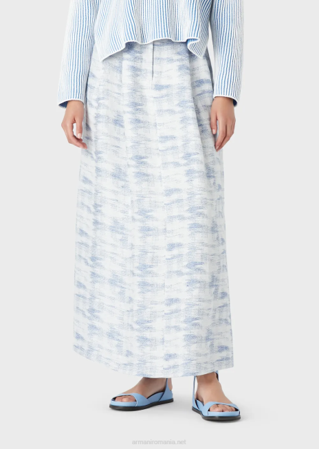 femei R802G330 fustă lungă din amestec de in jacquard degradat Armani model