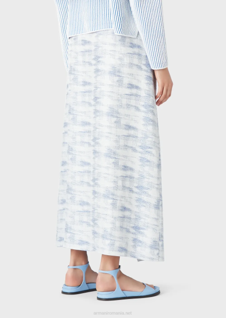 femei R802G330 fustă lungă din amestec de in jacquard degradat Armani model
