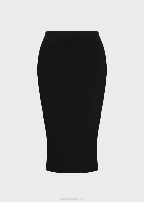 femei R802G331 Fusta midi tip creion French Terry cu bandă cu logo Armani