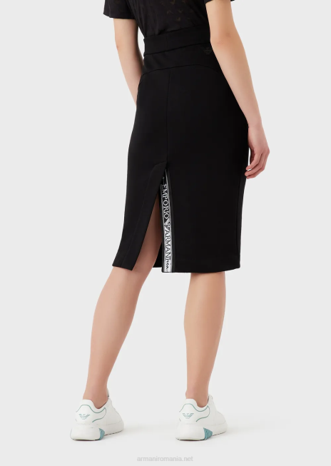 femei R802G331 Fusta midi tip creion French Terry cu bandă cu logo Armani