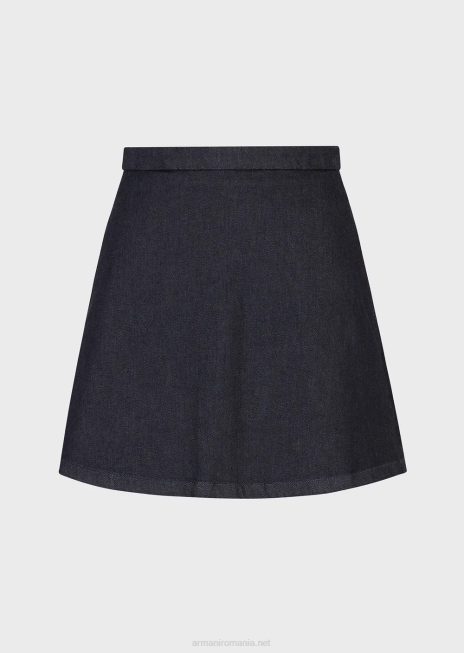 femei R802G332 fustă mini din denim clătit, mercerizat Armani denim