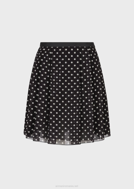 femei R802G335 Fusta georgette cu imprimeu cu paiete Armani model