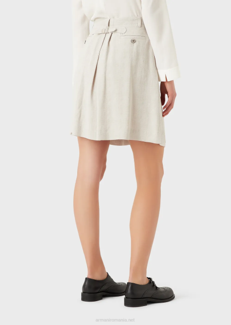 femei R802G336 fusta jacquard cu carouri gradient cu pliuri godet Armani gri porumbel