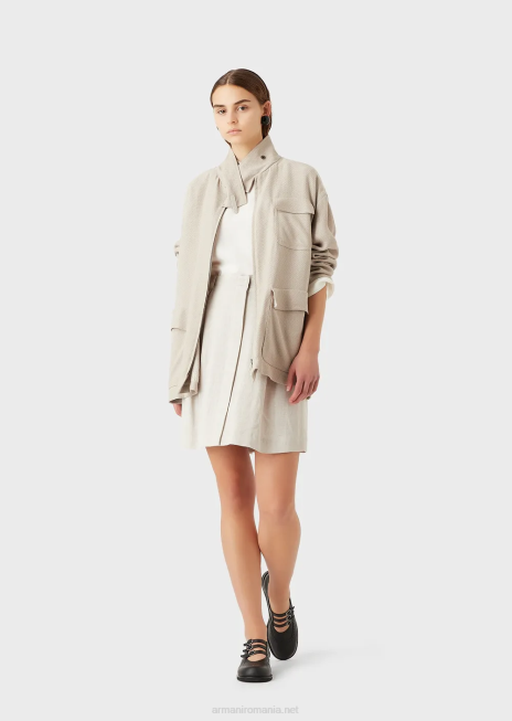 femei R802G336 fusta jacquard cu carouri gradient cu pliuri godet Armani gri porumbel