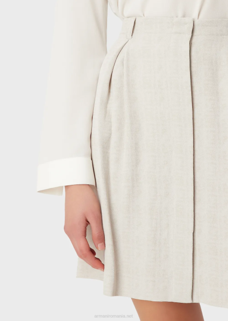 femei R802G336 fusta jacquard cu carouri gradient cu pliuri godet Armani gri porumbel