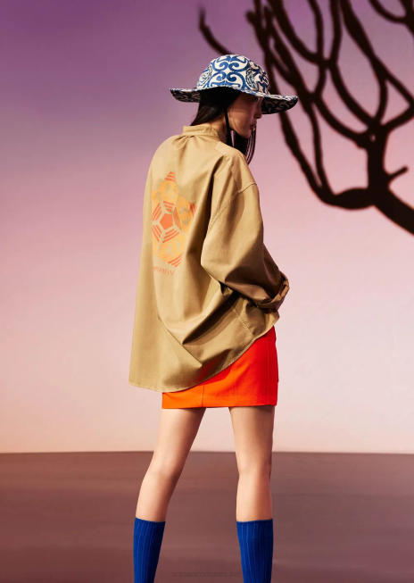 femei R802G337 colecție sustenabilă fustă taur organică Armani portocale