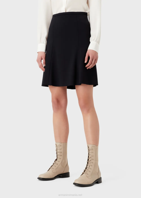 femei R802G338 fustă evazată din lână barathea Armani albastru marin
